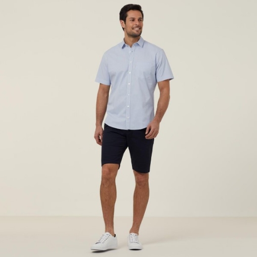 Picture of NNT Mens Avignon Fine Block Stripe Stretch Shirt Short Sleeve